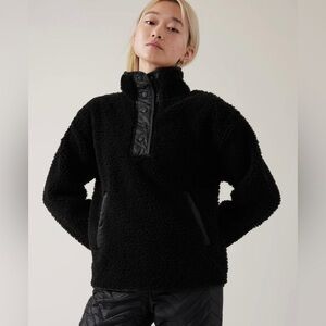 NWT! Athleta Women’s Black Cozy Snap Sherpa Sweatshirt - Multiple